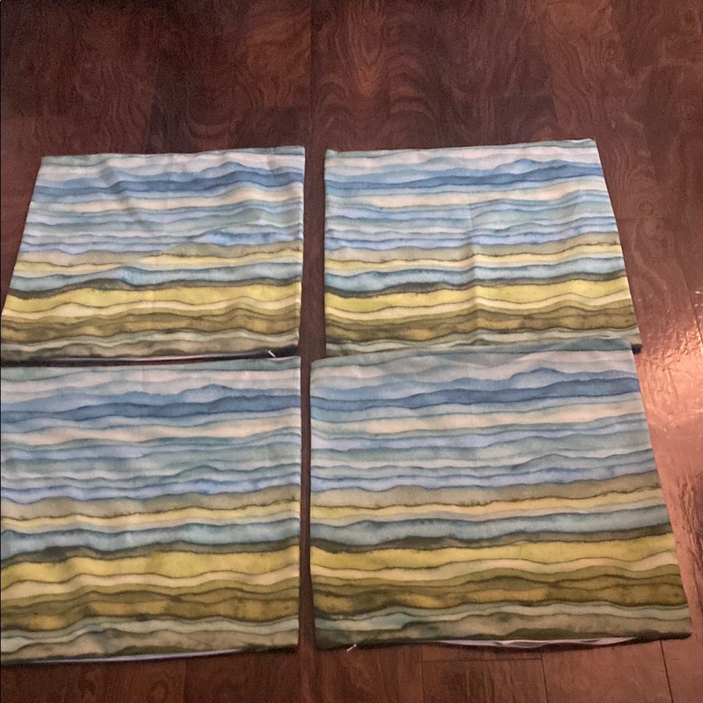 Set of 4 Multicolor Striped Pillow Covers